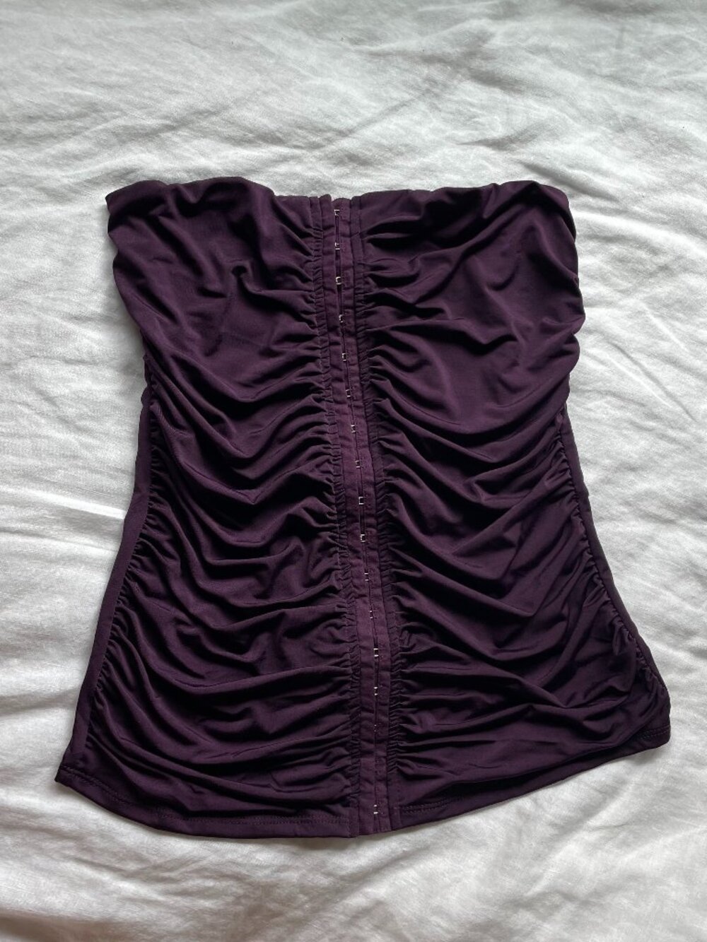 NWT dark purple plum ruched tube top fashion nova whimsigoth glam mcbling